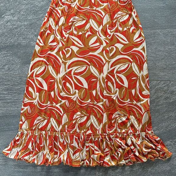 NWT Chaudry by RAGA Sleeveless A-line Midi Tank Sundress Tan Orange Cream Small - Picture 3 of 13